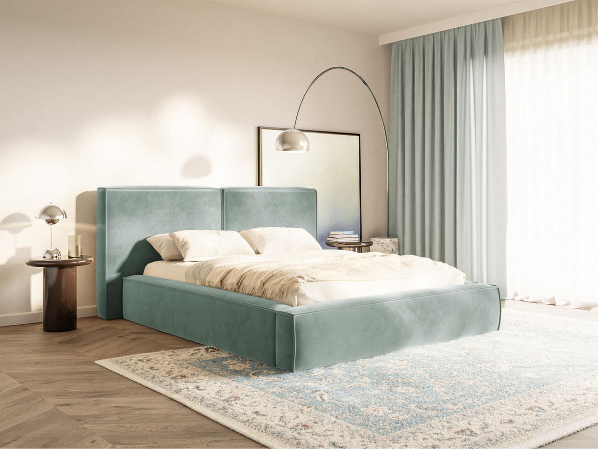 POLSTERBETT Tilves Salbeigrün 160x200 cm - Schwarz/Hellgrün, Kunststoff/Textil (160/200cm) - Selsey