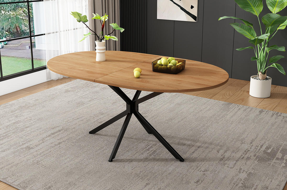 ESSTISCH 120/75,5/80 cm Natur aus MDF mit Kreuzgestell - Naturfarben, Holzwerkstoff (80/120/75.5cm) - OKMYHOME