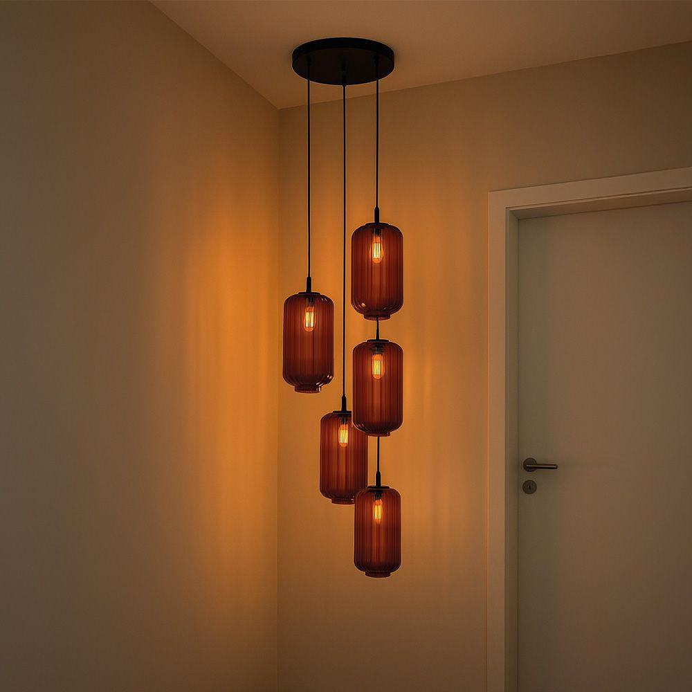 GALERIELEUCHTE Velo 5-flammig Rauch Ø 18cm - Anthrazit/Schwarz, Glas (18/18/33cm) - s.luce