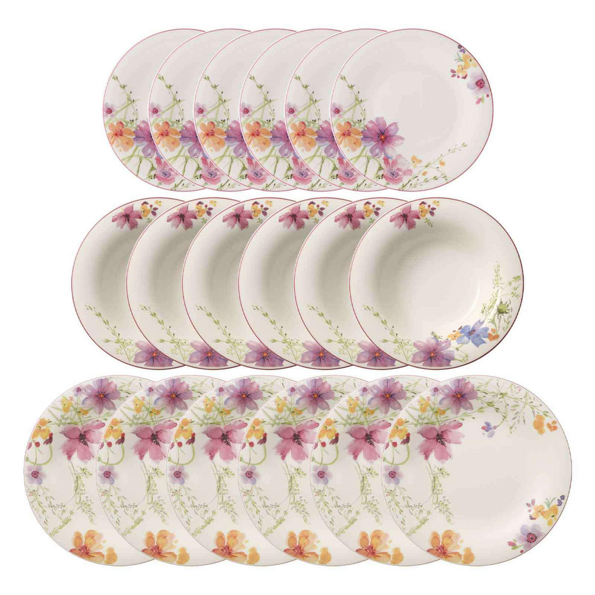 TELLER-SET Mariefleur Basic bunt 18er Set - Multicolor, Keramik (1/1/1cm) - Villeroy & Boch