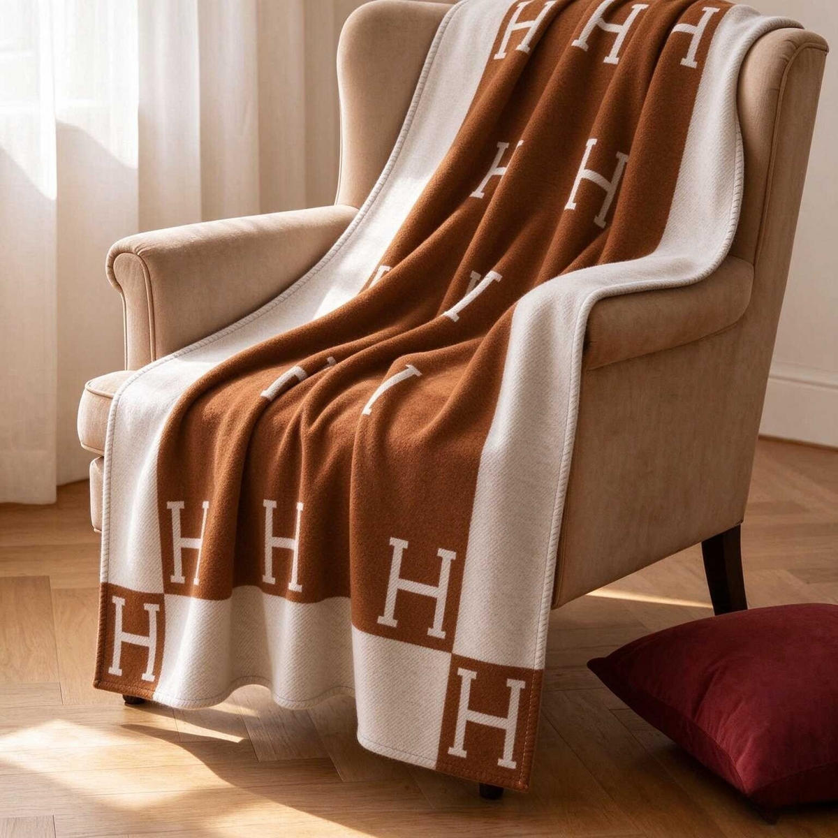 WOHNZIMMERDECKE - 130 x 180 cm - Braun - Braun, Textil (130/180cm)