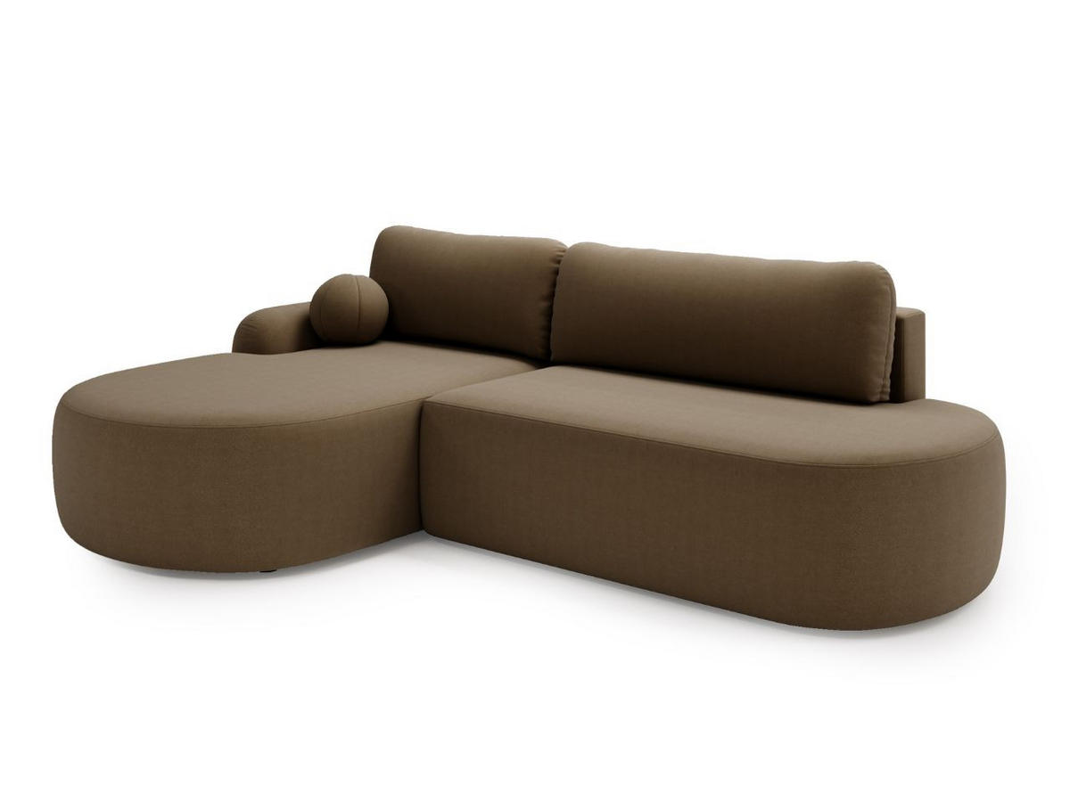 ECKSOFA Aurio O Bouclé-Stoff Braun Links - Braun, Holz/Textil (271/177cm) - Graingold