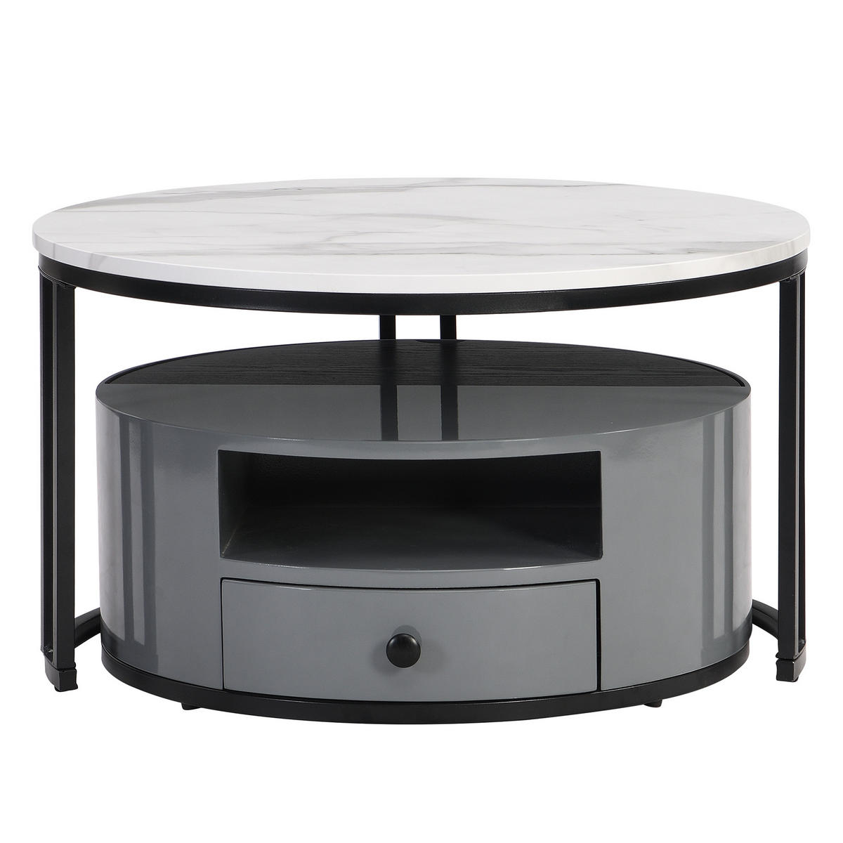 COUCHTISCH grau und weiß - Schwarz/Weiß, Holzwerkstoff/Metall (70/70/40cm) - Urban Meuble