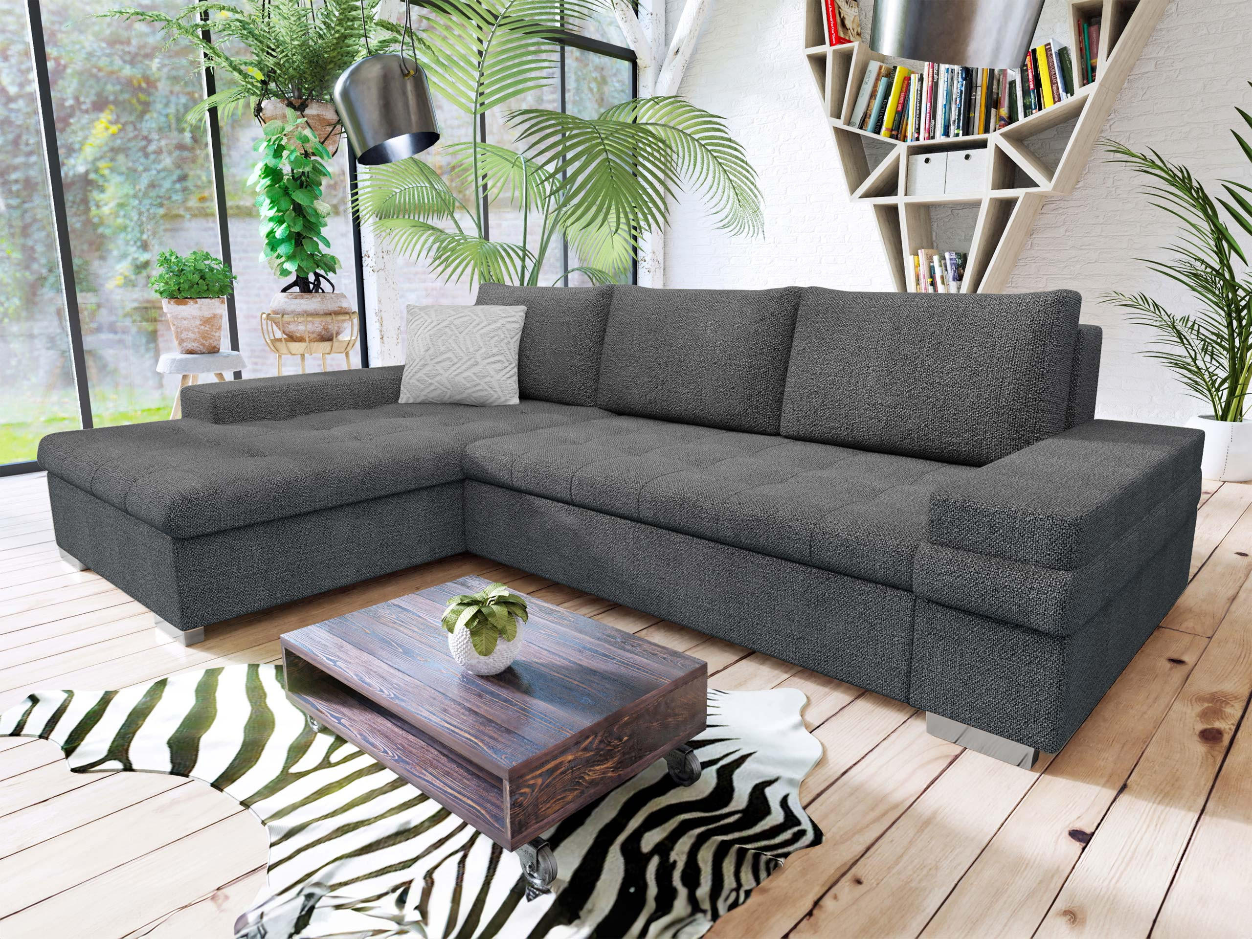 ECKSOFA Bangkok Mini Premium - Silberfarben/Hellgrau, Holz/Textil (274/182cm) - MIRJAN24