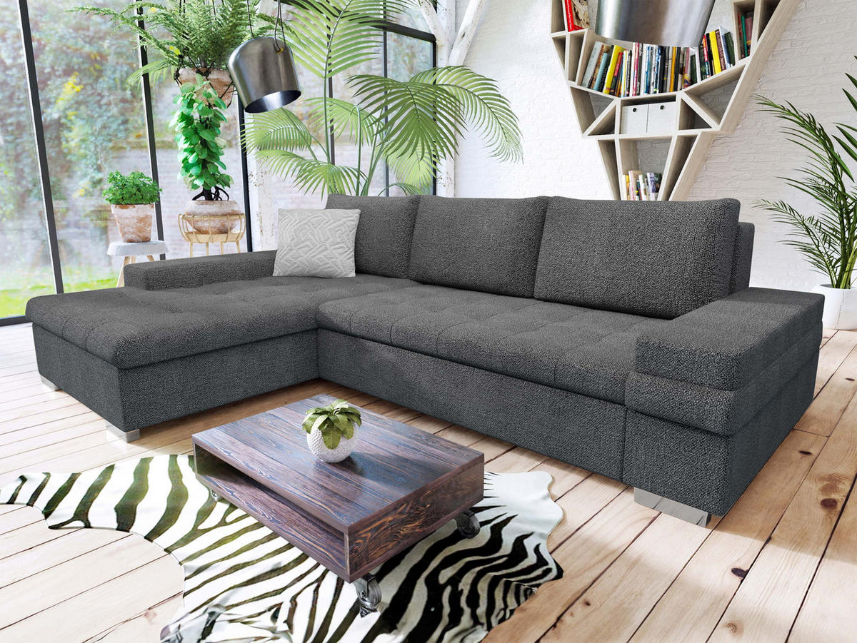 ECKSOFA Bangkok Mini Premium - Silberfarben/Hellgrau, Holz/Textil (274/182cm) - MIRJAN24