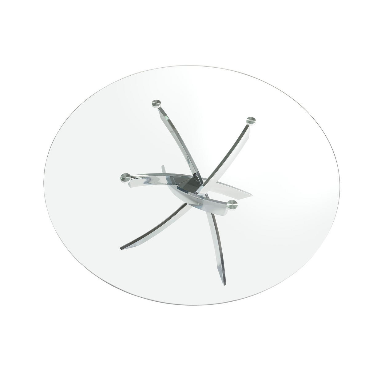 ESSTISCH Esstisch runde gehärtetes Glas aus verchromter Stahl Ø140/75 cm - Edelstahlfarben/Transparent, Metall (140/140/75cm) - ANGEL CERDA