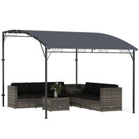 ANBAUPAVILLON Pergola mit Metallgestell Dach, wetterfest wandmontiert Pavillon Vordach 2,86 x 3,84 x 2,52 m Grau - Grau, Textil (384/252/286cm)