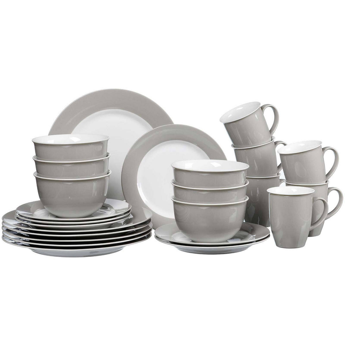 KOMBISERVICE Doppio Grau 24er Set - Grau, Keramik (1/1/1cm) - Ritzenhoff Breker