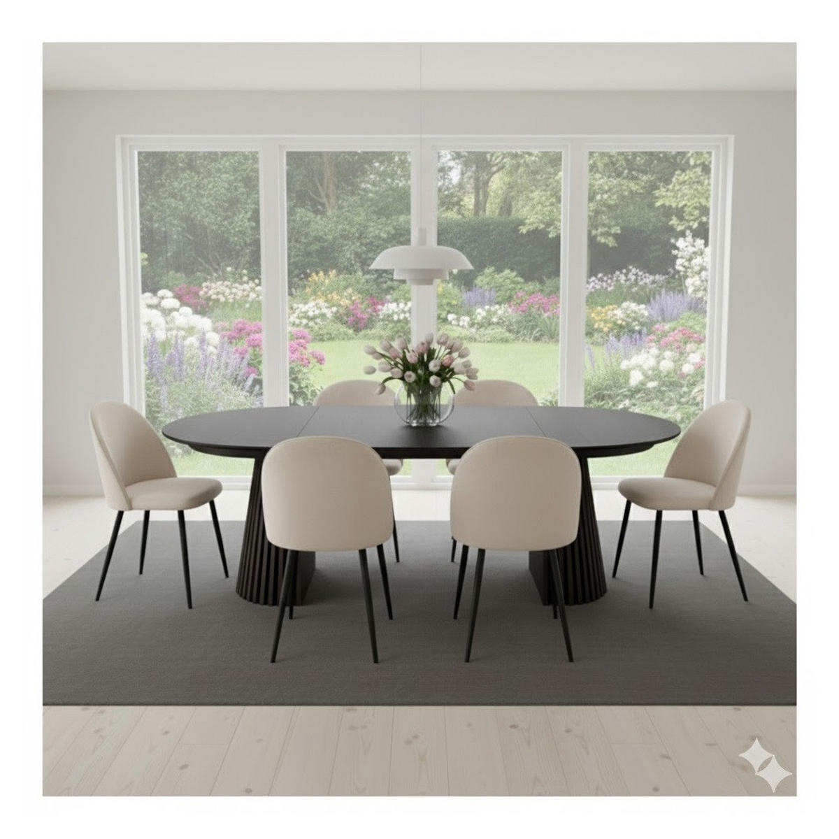 TISCHGRUPPE Beige - Beige/Schwarz, Holzwerkstoff/Textil (120/75/120cm) - ebuy24