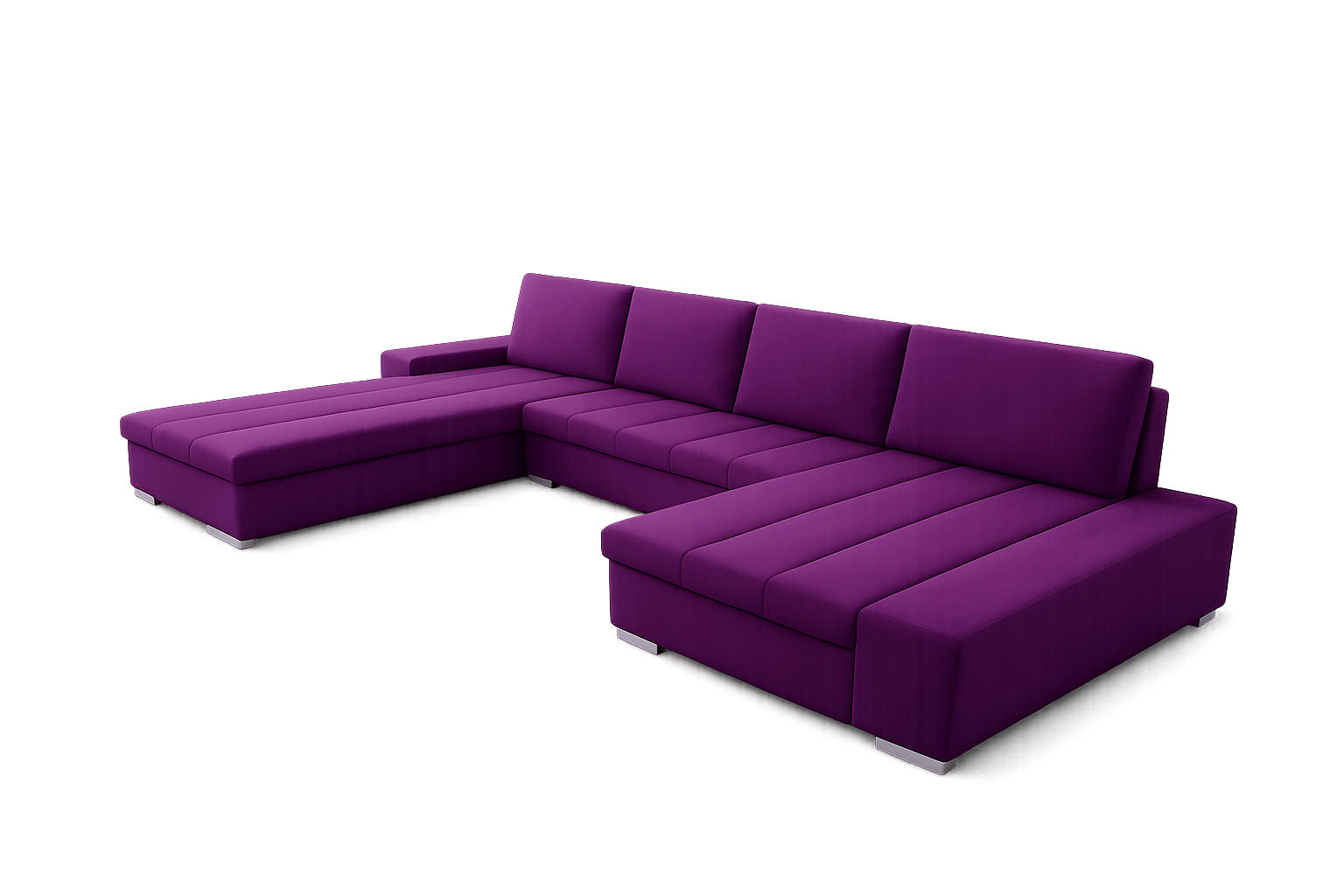 WOHNLANDSCHAFT VERONA U-Form mit Schlaffunktion, Bettkasten und Wellenfederung – Großzügiges Ecksofa 387 cm - Violett, Kunststoff (387/85/213cm) - Wohnideebilder