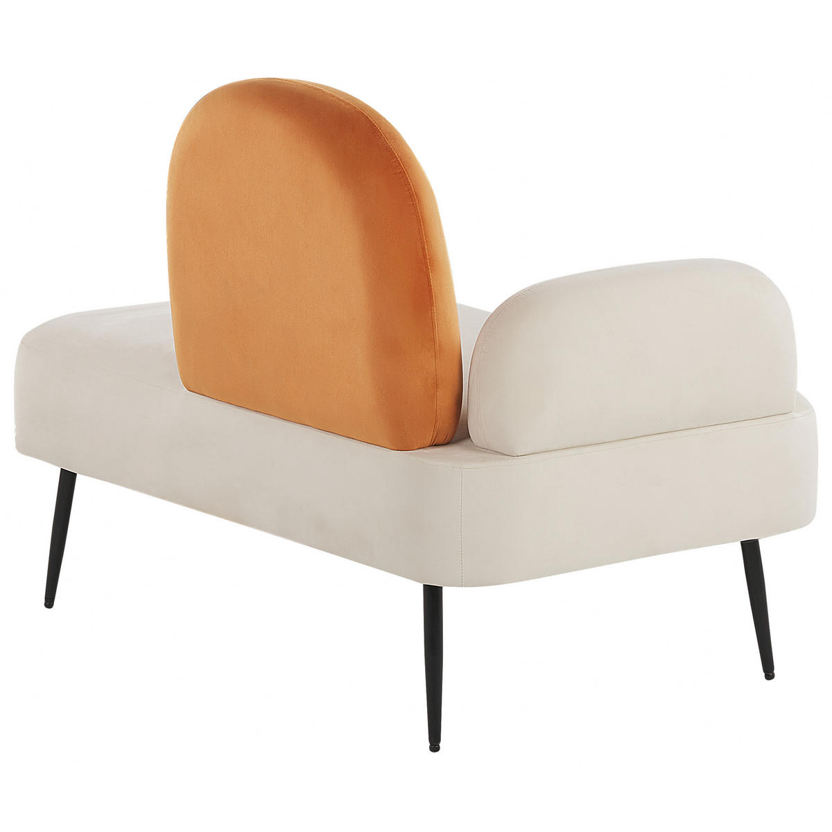 CHAISELONGUE Samtstoff weiß/orange linksseitig Arcey - Orange/Weiß, Textil (122/100/74cm) - Beliani