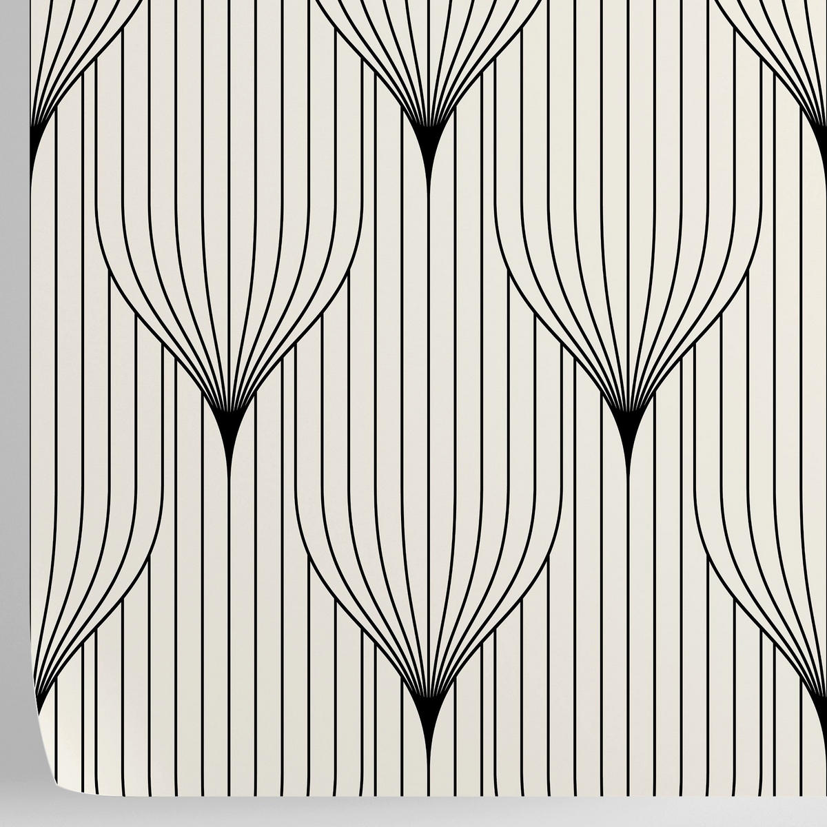 TAPETE Art Deko aus echtem Papier, 200x280cm, 8 Bögen - Weiß, Papier (200/280cm) - WALLPAPERS4BEGINNERS
