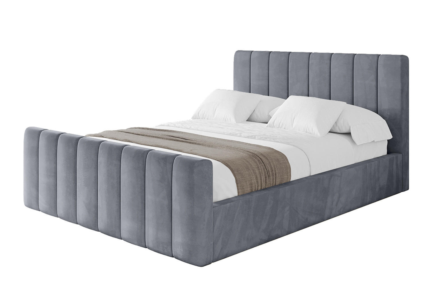POLSTERBETT mit Bettkasten, Fußteil und Lattenrost, Boxbett ohne Matratze - STERA-Z 120x200 Grau - Grau, Holzwerkstoff/Textil (120/200cm) - ALTDECOR