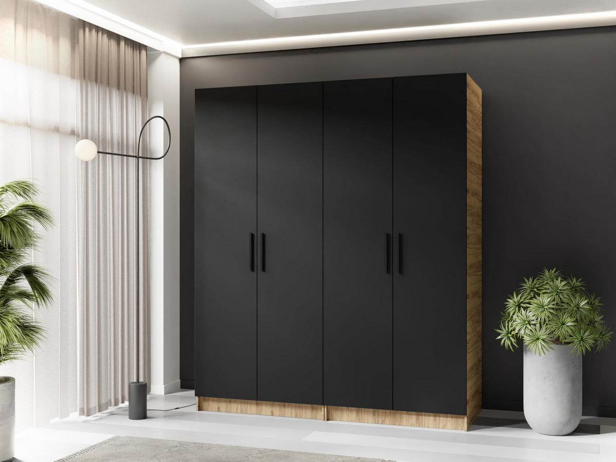 ŠATNÍ SKŘÍŇ GOLD Dub Craft & Černá - medově dubová/černá, kompozitní dřevo (78/205/52.5cm) - Kier Furniture