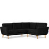 ECKSOFA-RECHTS TAGIO 3/4 Sitzer, Schwarz - Schwarz/Braun, Buchenholz/Textil (220/181cm) - KONSIMO®