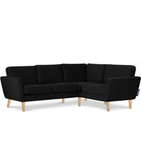 ECKSOFA-RECHTS TAGIO 3/4 Sitzer, Schwarz - Schwarz/Braun, Buchenholz/Textil (220/181cm) - KONSIMO®