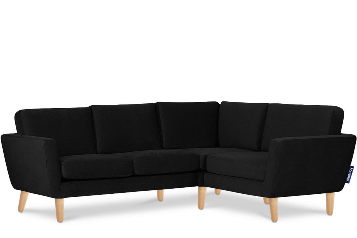 ECKSOFA-RECHTS TAGIO 3/4 Sitzer, Schwarz - Schwarz/Braun, Buchenholz/Textil (220/181cm) - KONSIMO®