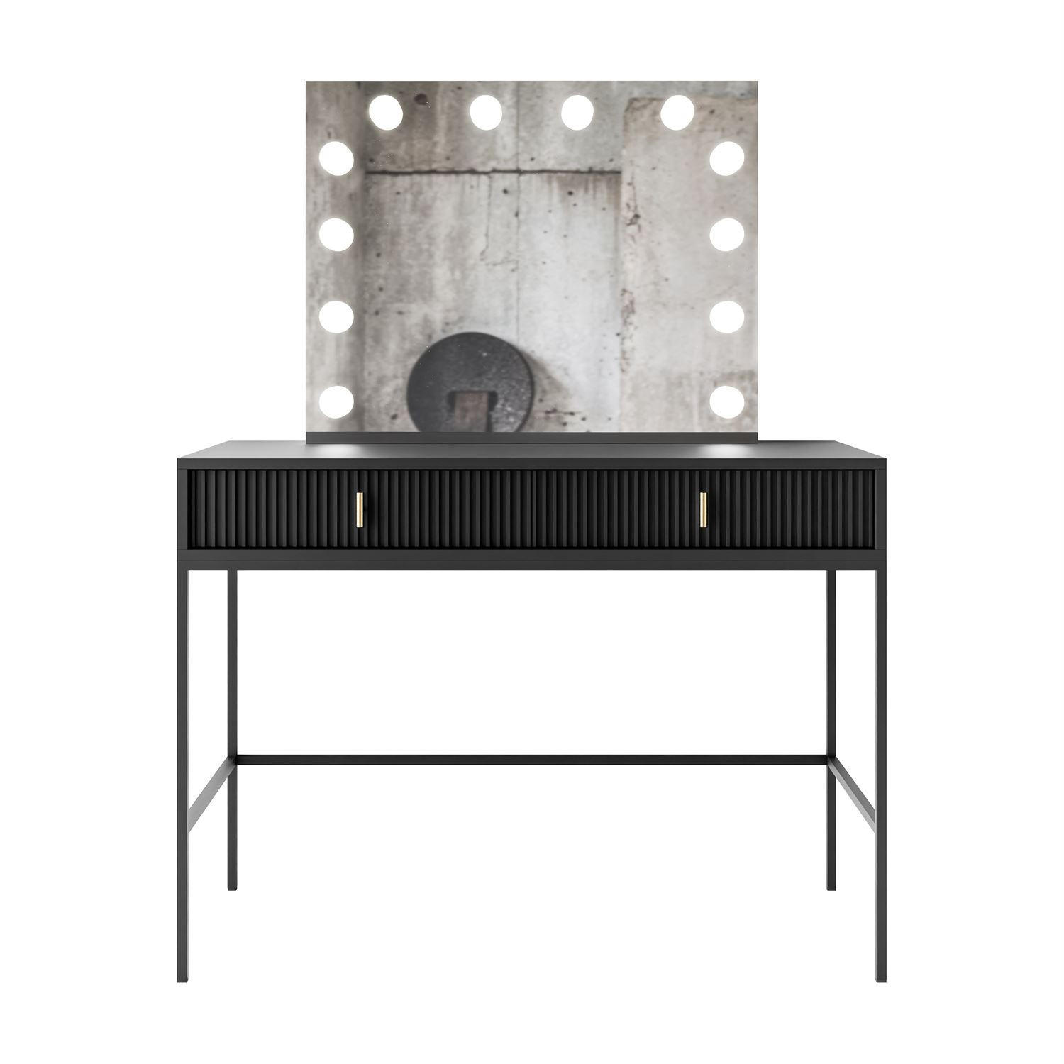 FRISIERTISCH MIDNIGHT ELITE mit LED-Spiegel schwarz - Schwarz, Holzwerkstoff (104/77/50cm) - Lookway