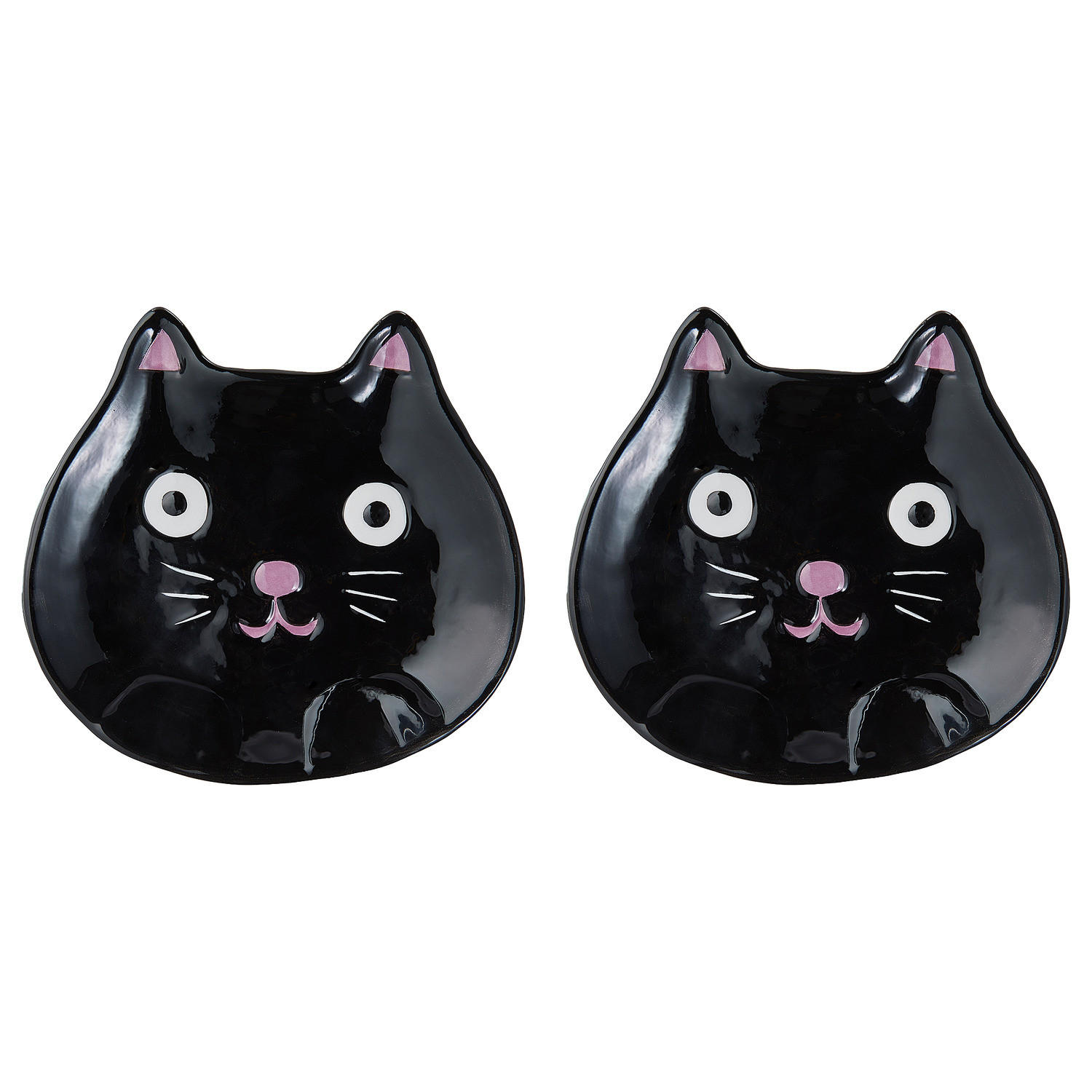 DEKO-TELLER (2er-Set) Halloween Katze - Schwarz, Stein (15cm) - Butlers