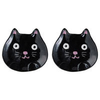 DEKO-TELLER (2er-Set) Halloween Katze - Schwarz, Stein (15cm) - Butlers