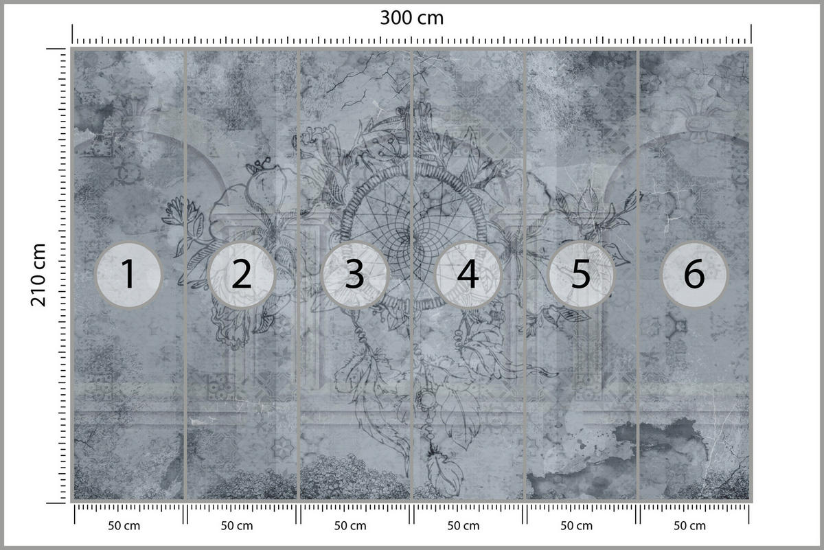 FOTOTAPETE für Schlafzimmer Traumfänger Vintage Säulen 300x210 - Grau, Papier (300/210cm) - Muralo