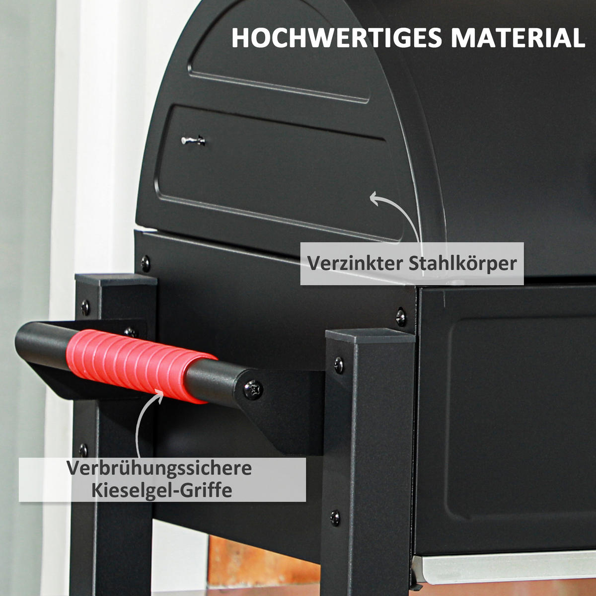 HOLZKOHLEGRILL - Schwarz, Metall (50/54/68.5cm) - Outsunny