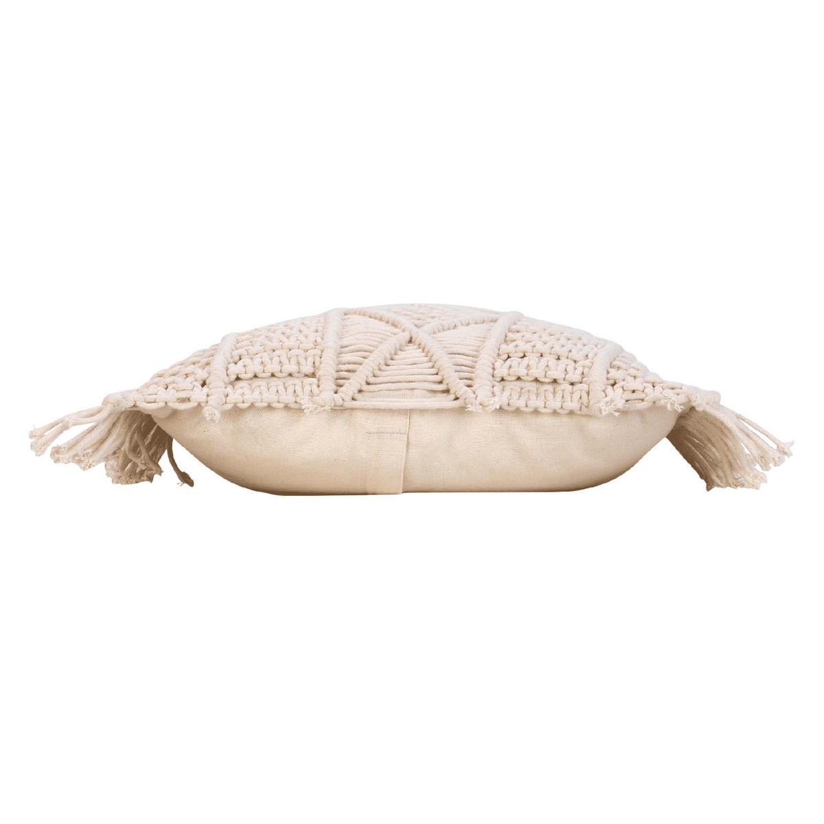 KISSENBEZUG mit Fransen Macralina 40/40/15 cm - Beige, Naturmaterialen (40/40cm) - Douceur d´intérieur