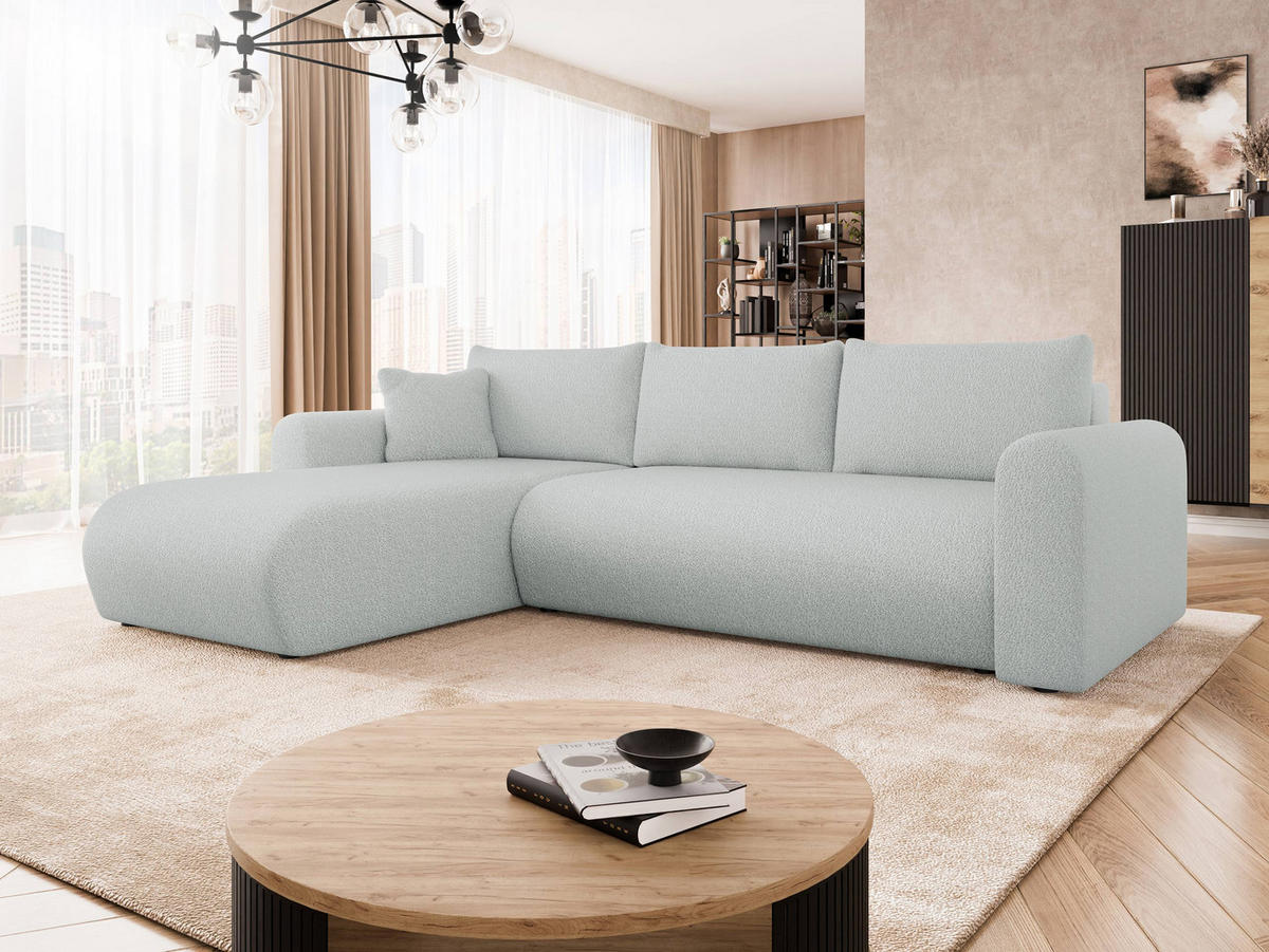 ECKSOFA Eliwo - Greige/Schwarz, Holz/Textil (252/158cm) - MIRJAN24