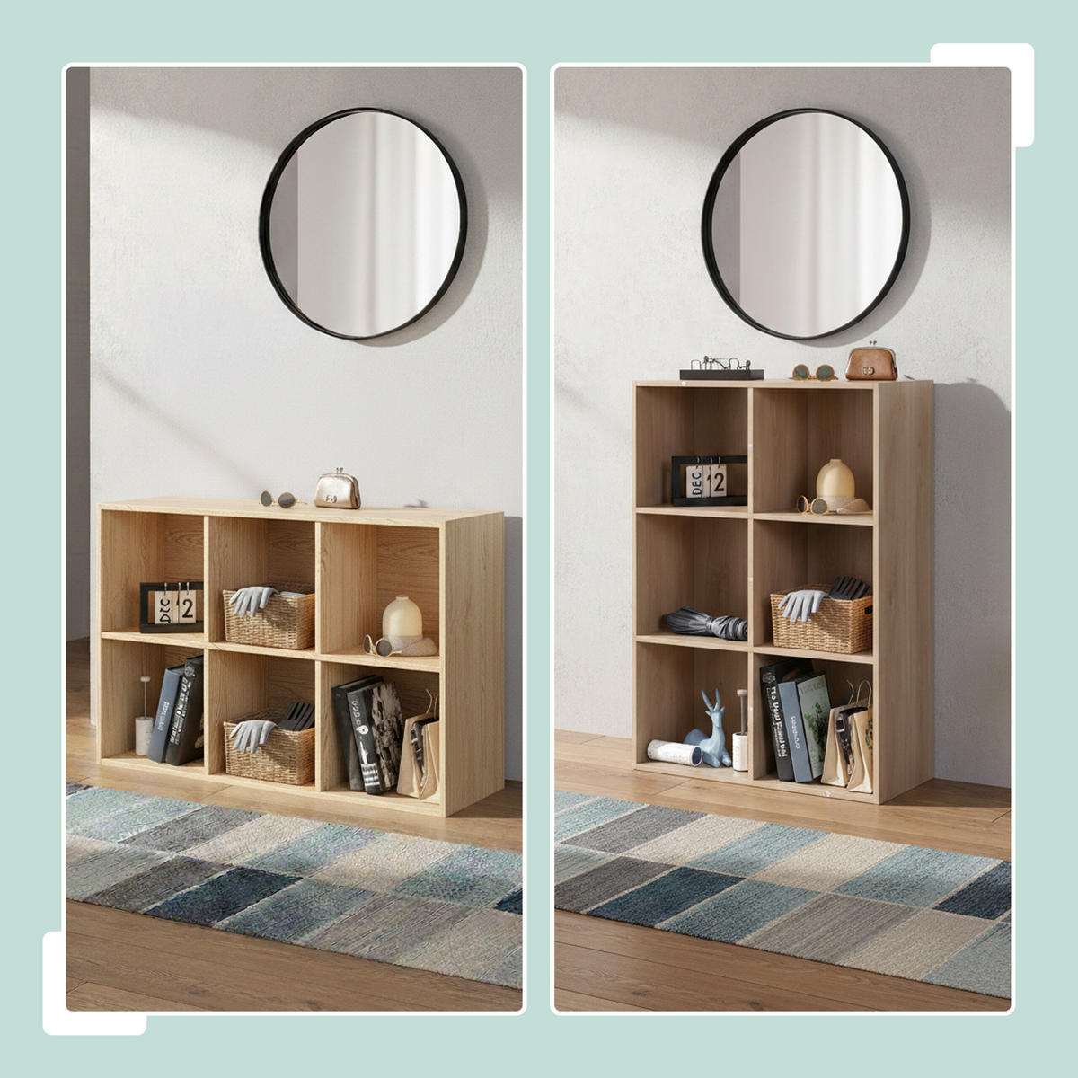 BÜCHERREGAL - Hellbraun, Holzwerkstoff/Textil (61/91/30cm) - Relaxdays