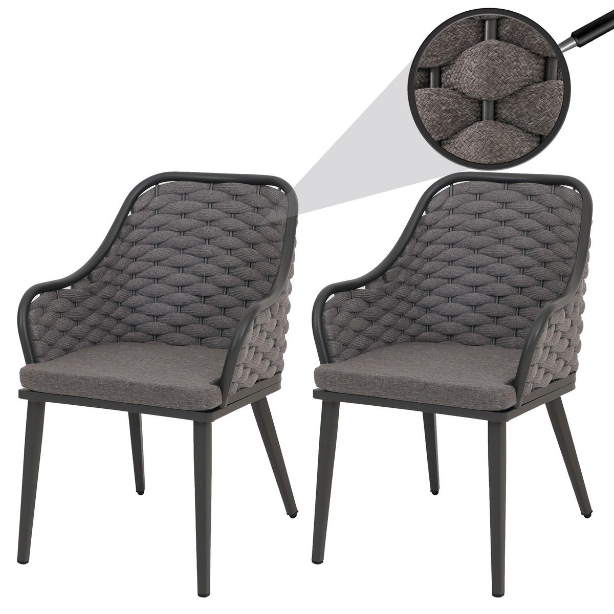 GARTENSTUHL Anthrazit, Grau - Anthrazit/Grau, Textil (59/84/63cm) - MCW