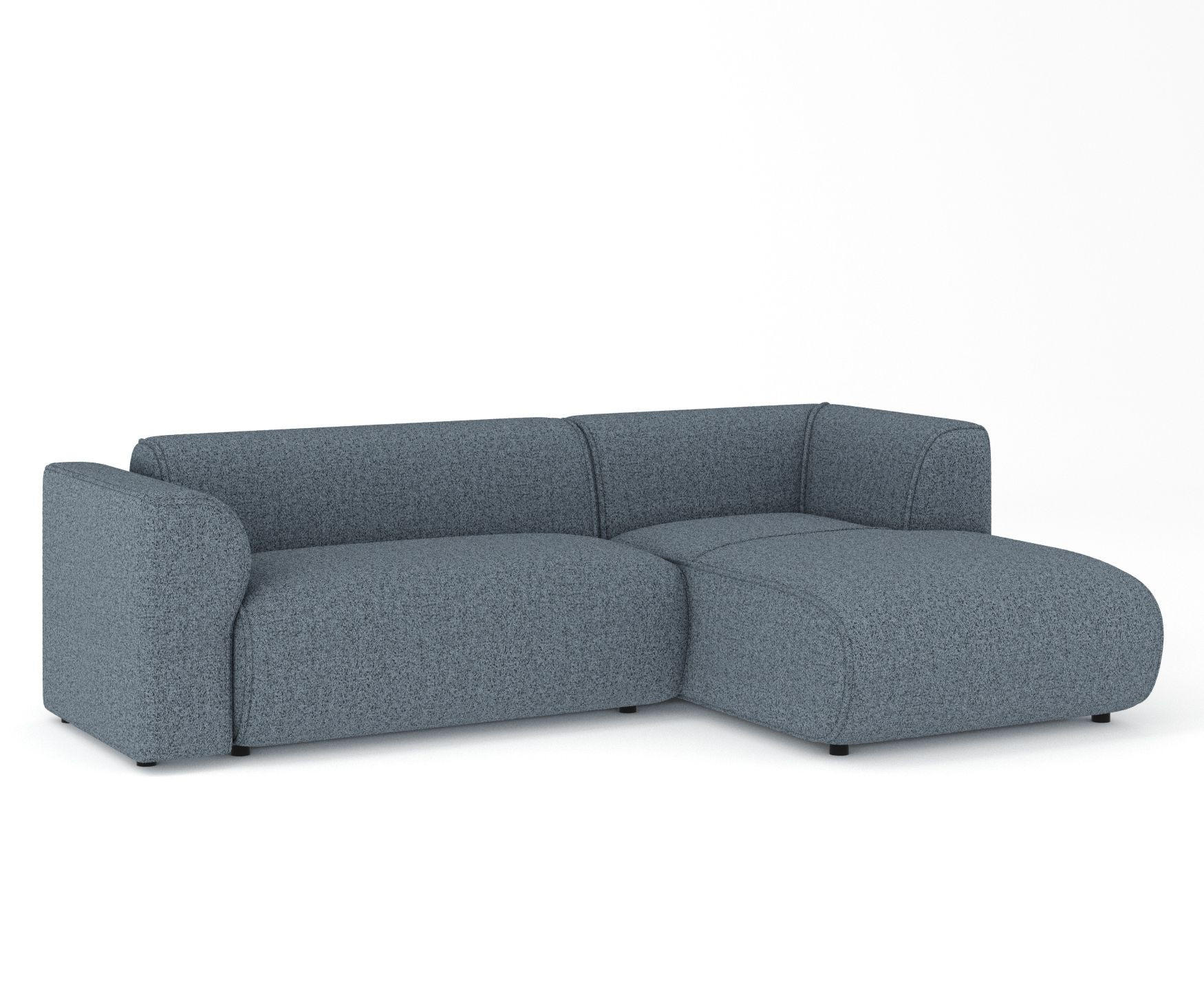 ECKSOFA Melani Blau grau Webstoff - Rechts Seite - Schwarz/Dunkelblau, Holz/Holzwerkstoff (162/256cm) - Maison de Reve