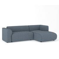 ECKSOFA Melani Blau grau Webstoff - Rechts Seite - Schwarz/Dunkelblau, Holz/Holzwerkstoff (162/256cm) - Maison de Reve