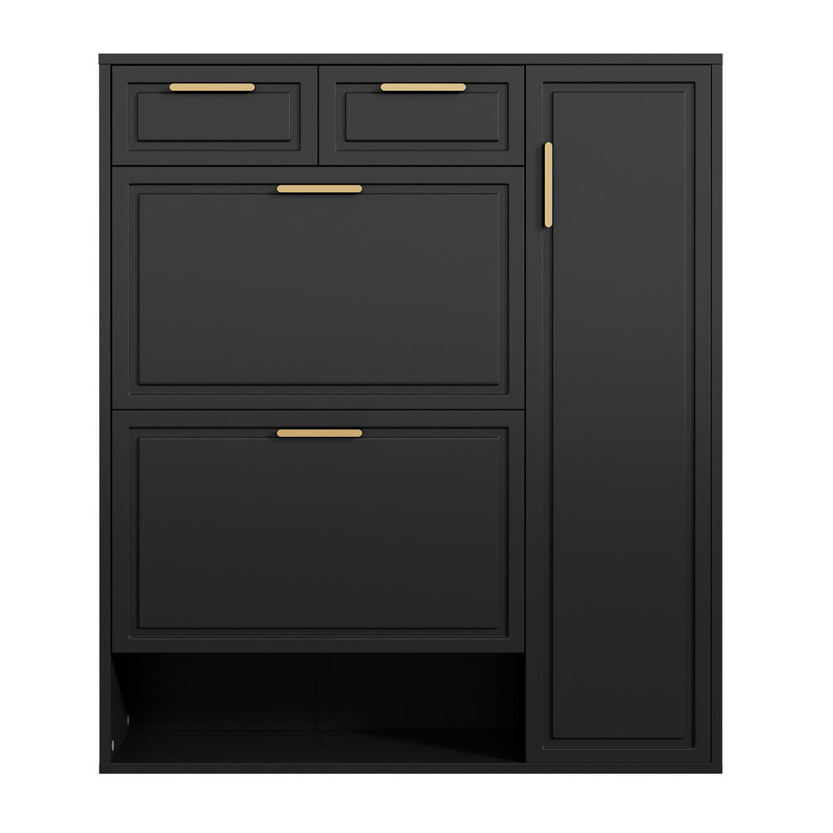 SCHUHSCHRANK mit verstellbaren Regalen und Schubladen, Schwarz - Schwarz, Holzwerkstoff (24/107/95cm) - Urban Meuble