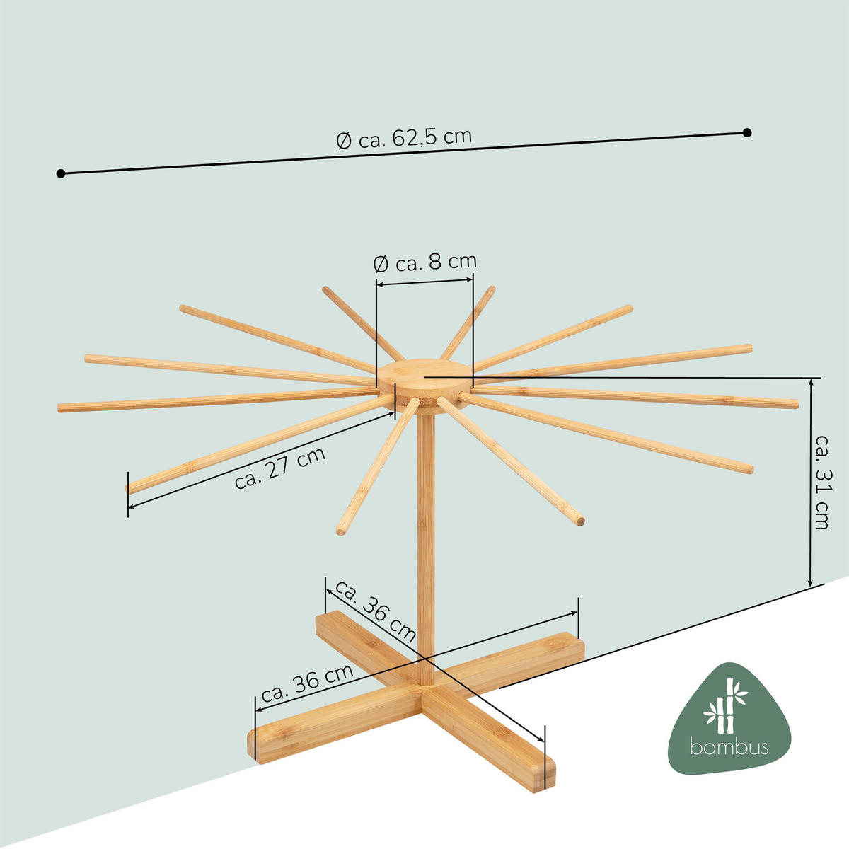 NUDELTROCKNER, Bambus - Hellbraun, Holz (62.5/31/62.5cm) - bremermann