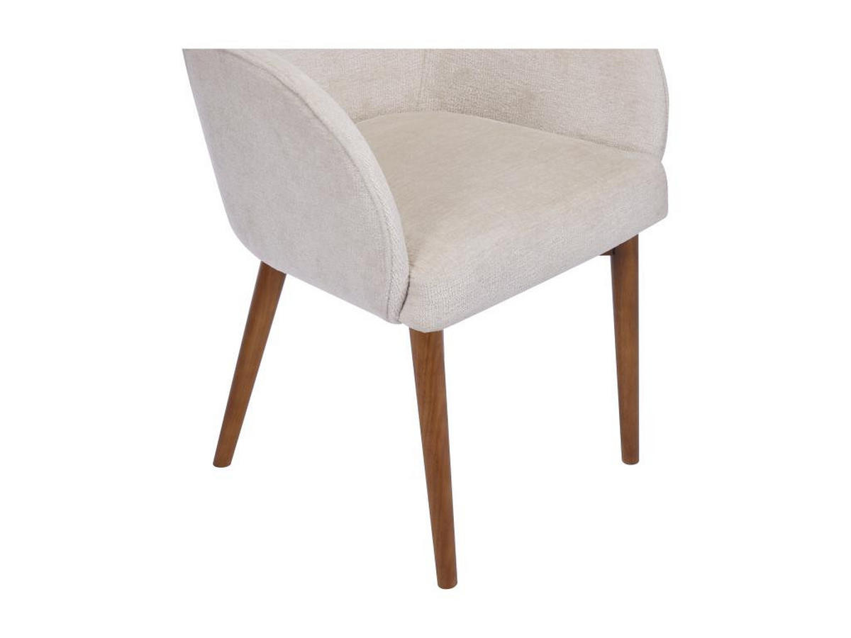 STUHL mit Armlehnen - Strukturstoff & Kautschukholz - Cremefarben - MODINIA - Creme, Textil (60/84/58cm) - Vente-Unique