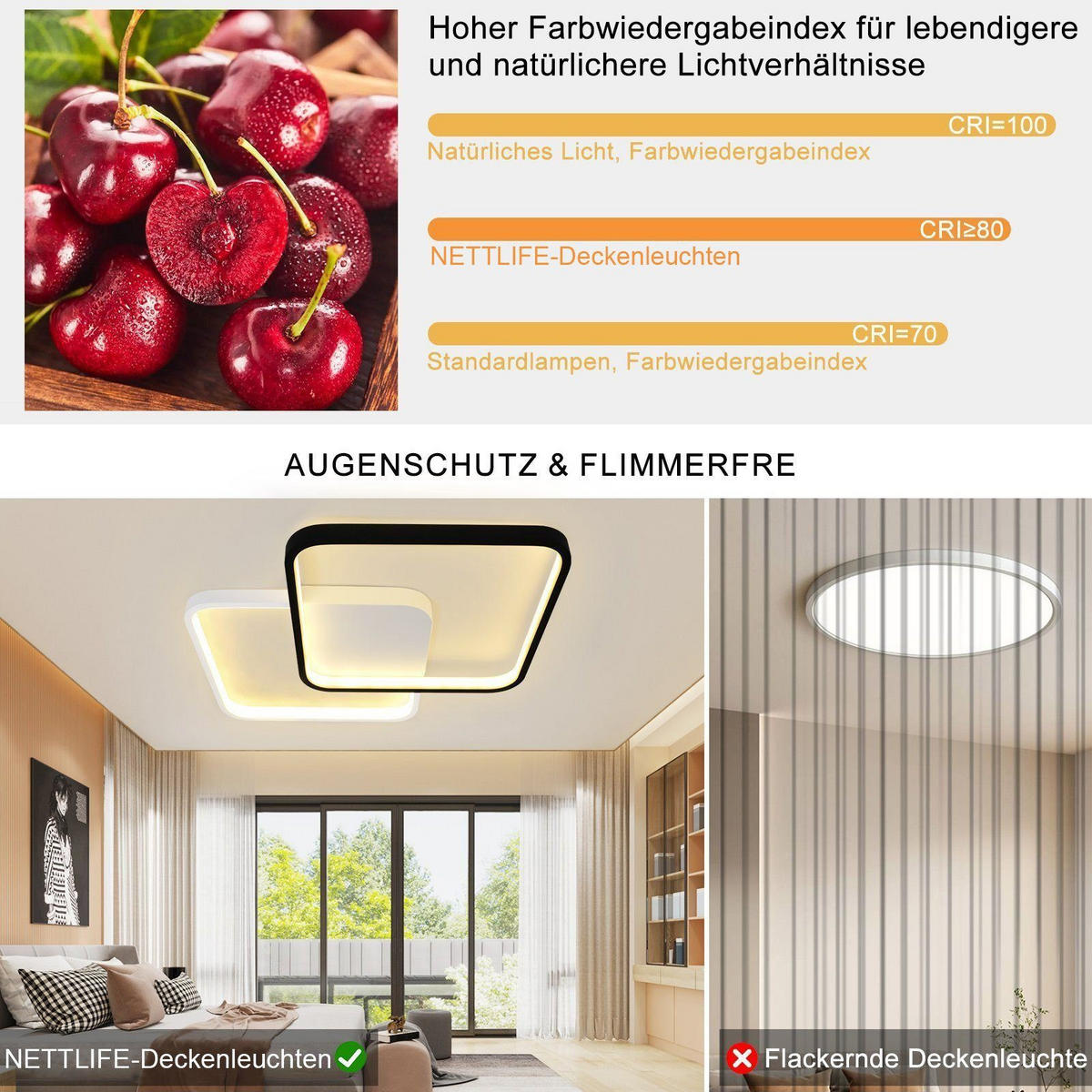LED-DECKENLEUCHTE Nils 43/43/4.5 cm - Schwarz/Weiß, Metall (43/43/4.5cm) - Nettlife