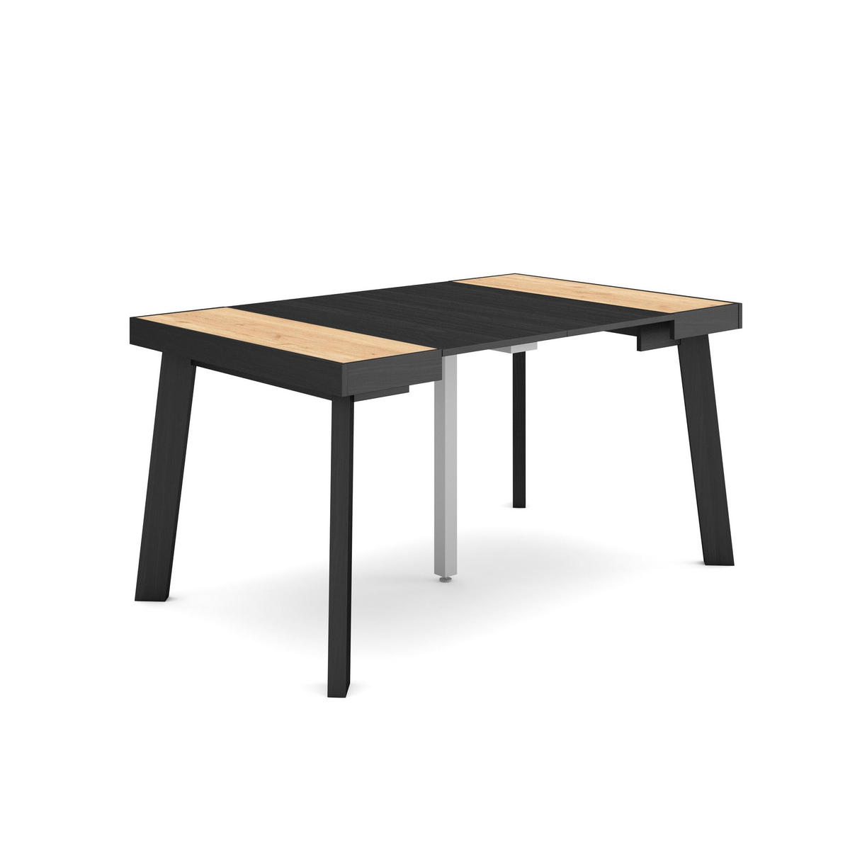 KONSOLENTISCH ausziehbar 58 bis 140cm, für 6 Gäste, eiche, schwarz, 90/58/73cm - Eichefarben/Schwarz, Holzwerkstoff (90/140/73cm) - Skraut Home