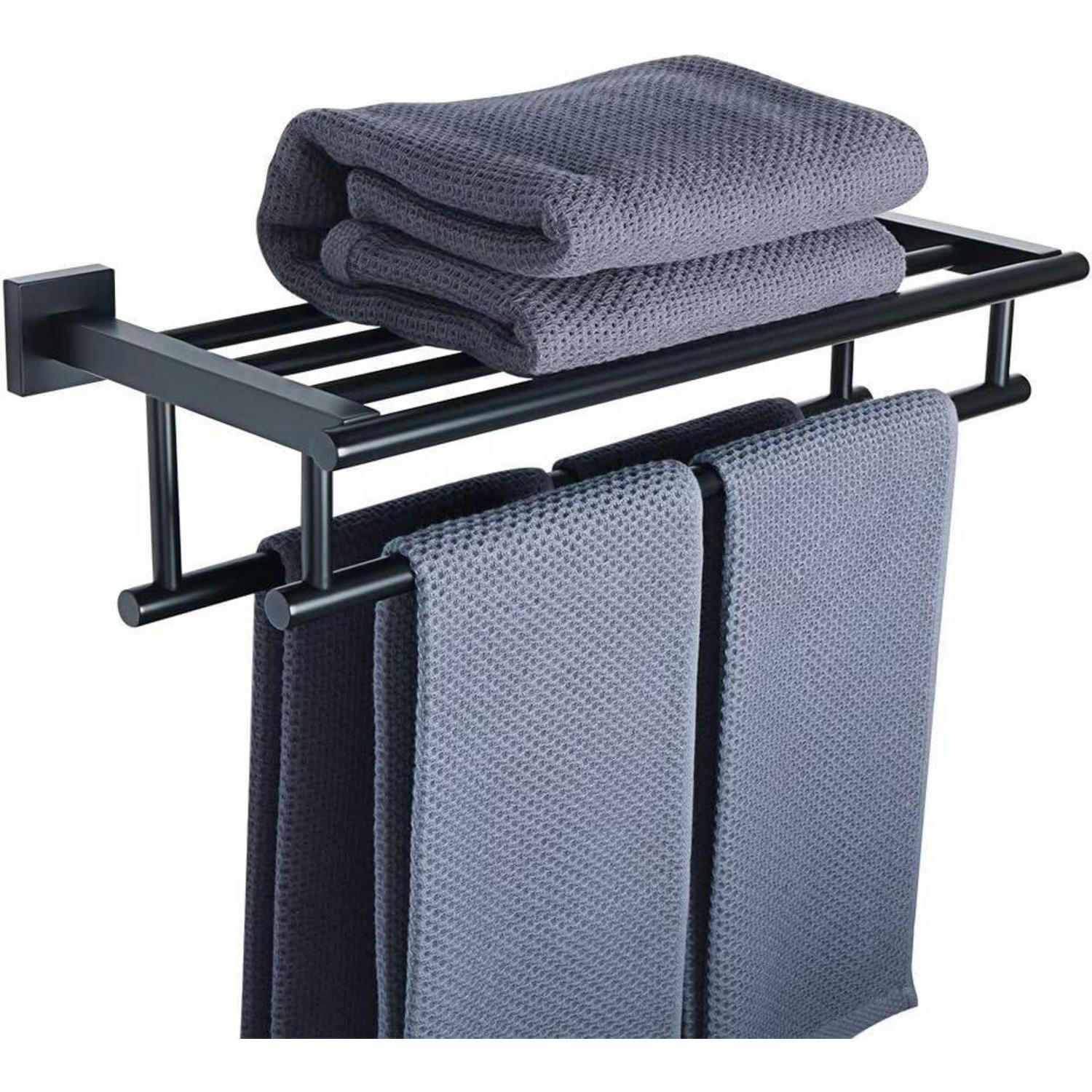 HANDTUCHHALTER Wandmontage Edelstahl Schwarz 50 cm - Schwarz, Metall (20/13/50cm)