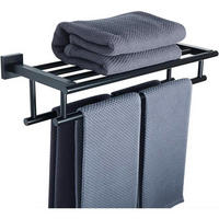 HANDTUCHHALTER Wandmontage Edelstahl Schwarz 50 cm - Schwarz, Metall (20/13/50cm)