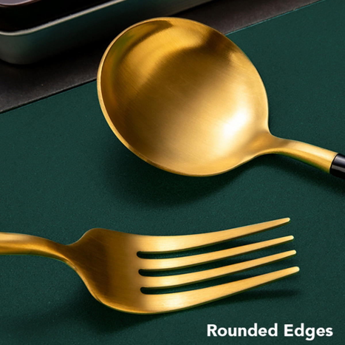 BESTECK-SET 4-teiliges Reisebesteck schwarzgold - Goldfarben, Metall