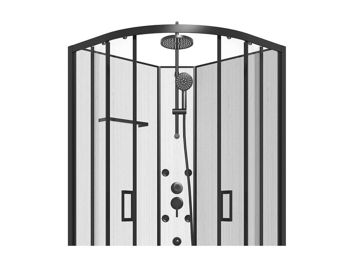 DUSCHKABINE mit Hydromassage - Bambusfasern - Schwarz matt - 80 x 80 x 225 cm - ZALIFA - Schwarz, Glas (80/80/200cm) - Vente-Unique