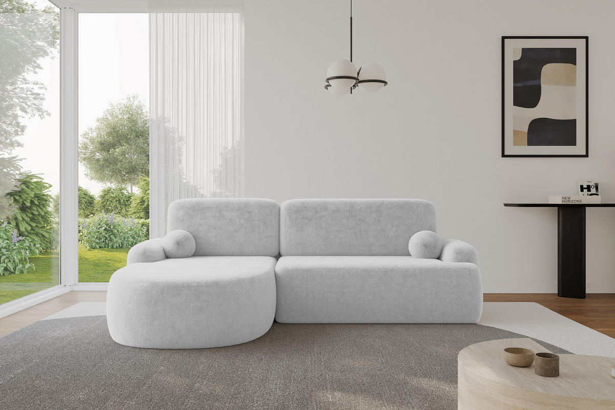 ECKSOFA mit Schlaffunktion und Bettkasten LIRA-L - 264x172x89 Hellgrau - Hellgrau, Holzwerkstoff/Textil (264/172cm) - ALTDECOR