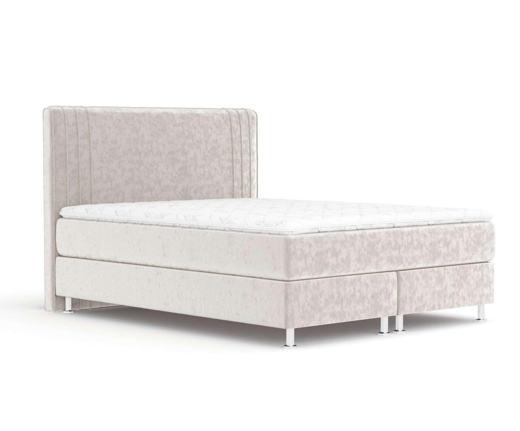 BOXSPRINGBETT Casone Ecru 180/200 cm mit Latex-Topper - Ecru/Silberfarben, Holz/Holzwerkstoff (180/200cm) - Maison de Reve