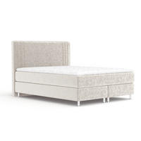 BOXSPRINGBETT Casone Ecru 180/200 cm mit Latex-Topper - Ecru/Silberfarben, Holz/Holzwerkstoff (180/200cm) - Maison de Reve