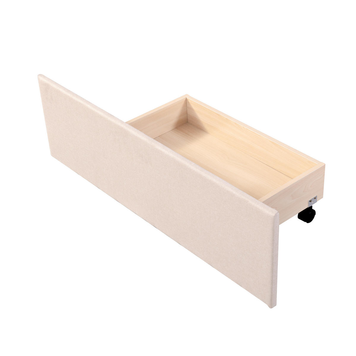 POLSTERBETT 140/200 cm DE-01701, in Beige, mit LED, 4 Schubladen und Bettkasten auf Rollen - Beige, Metall (140/200cm) - ComfortXL