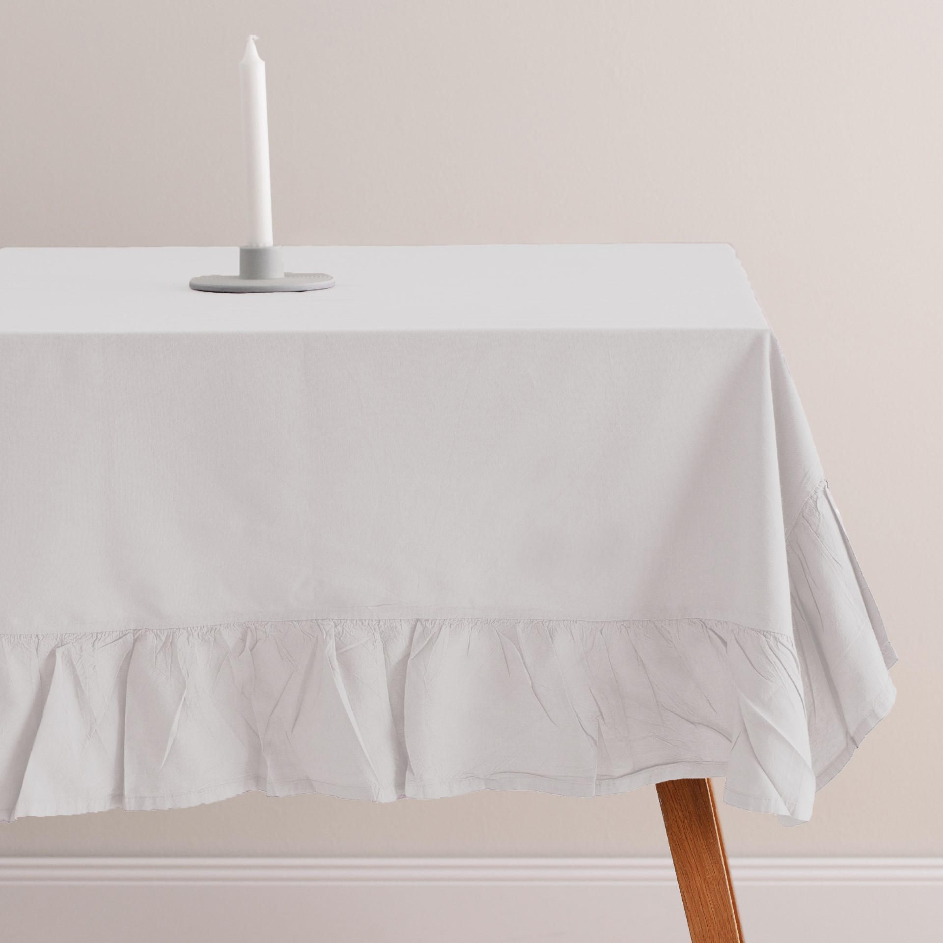 TISCHDECKE Falbines - Weiß, Textil (180/130/1cm) - home&you