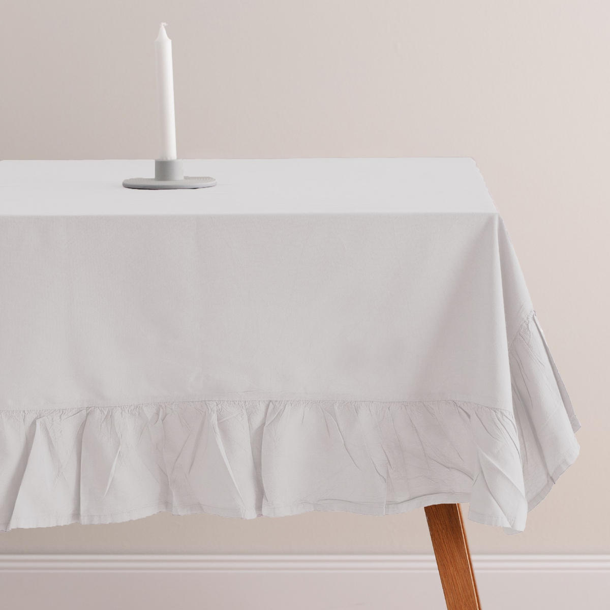 TISCHDECKE Falbines - Weiß, Textil (180/130/1cm) - home&you