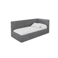 EINZELLBETT Jugendbett mit Bettkasten, Links - BEMY 90x200 Dunkelgrau - Graphitfarben, Holzwerkstoff/Textil (90/200cm) - ALTDECOR