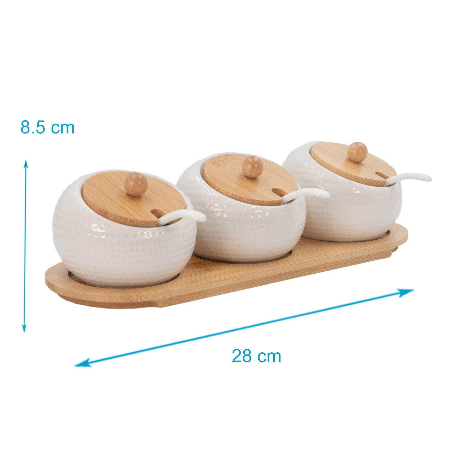 GEWÜRZDOSE ZUCKERDOSE mit Deckel und Löffel (3-tlg. Set) - Weiß, Keramik (5.7/8.5cm) - Intirilife