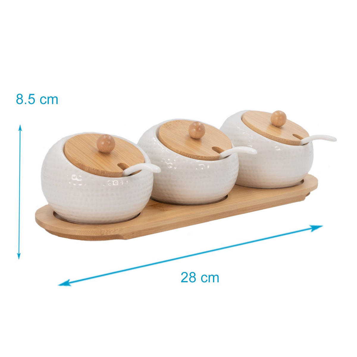GEWÜRZDOSE ZUCKERDOSE mit Deckel und Löffel (3-tlg. Set) - Weiß, Keramik (5.7/8.5cm) - Intirilife